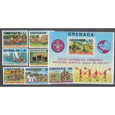 Grenada - Correo 1977 Yvert 749/55+H.62 ** Mnh Scoultismo