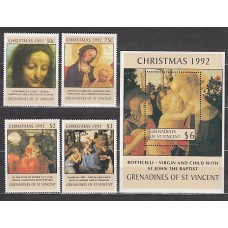 San Vicente-Grenadines - Correo Yvert 752/5+H.80 ** Mnh Navidad pinturas