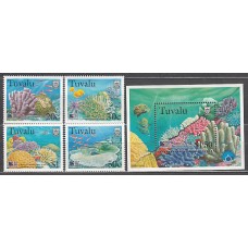 Tuvalu - Correo Yvert 756/9+H 64 ** Mnh Fauna Marina. Corales