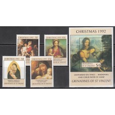 San Vicente-Grenadines - Correo Yvert 761/4+H.83 ** Mnh  Navidad pinturas
