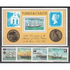 Turk y Caicos - Correo Yvert 765/8+H,69 ** Mnh Barcos
