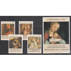 San Vicente-Grenadines - Correo Yvert 765/8+H.84 ** Mnh Navidad pinturas