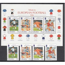 Gibraltar - Correo 1996 Yvert 768/71+H.24 ** Mnh Deportes fútbol