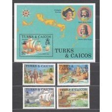 Turk y Caicos - Correo Yvert 777/80+H,72 ** Mnh  Barcos