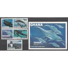 Ghana - Correo 1983 Yvert 781/5+H.98 ** Mnh  Fauna marina