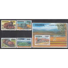 Uganda - Correo Yvert 790/3+H 140 ** Mnh  Trenes