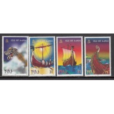 Man - Correo 1998 Yvert 792/95 ** Mnh Barcos vikingos