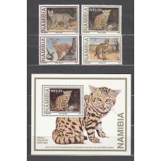 Namibia - Correo Yvert 794/7+Hb 29 ** Mnh  Fauna  felinos