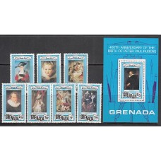 Grenada - Correo 1978 Yvert 797/803+H.69 ** Mnh Pinturas Rubens