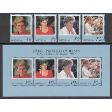 Botswana - Correo Yvert 808/11+H.28 ** Mnh  Diana de Gales