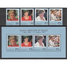 Botswana - Correo Yvert 808/11+H.28 ** Mnh  Diana de Gales