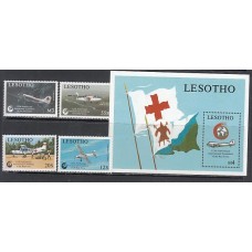 Lesotho - Correo Yvert 821/4+Hb 63 ** Mnh  Cruz roja. Aviones