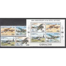 Gibraltar - Correo 1998 Yvert 830A/D+H.31 ** Mnh Aviones