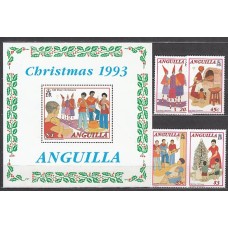 Anguilla Correo Yvert 831/4+Hb 99 ** Mnh Navidad