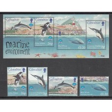 Gibraltar - Correo 1998 Yvert 831/4+H.32 ** Mnh Fauna marina