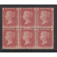 Gran Bretaña - Correo 1858-64 Yvert 26 * Mh Victoria  Bloque de seis sellos plancha 71