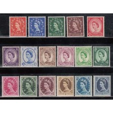 Gran Bretaña - Correo 1952-54 Yvert 262/278 ** Mnh Isabel II