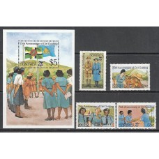 Dominica - Correo 1985 Yvert 843/6+H.96 ** Mnh Scoutismo