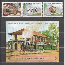 Santo Tomas y Principe - Correo Yvert 846/8+Hb 48 ** Mnh   Trenes