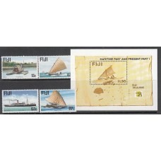 Fidji - Correo Yvert 852/5+H 30 ** Mnh Barcos