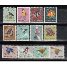 Australia - Correo 1966-70 Yvert 323/33 (*) Mng Fauna. Aves. Peces