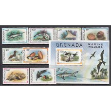 Grenada - Correo 1979 Yvert 875/82+H.82 ** Mnh Fauna marina
