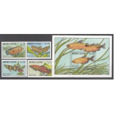 Sierra Leona - Correo Yvert 880/3+Hb 76 ** Mnh   Fauna peces