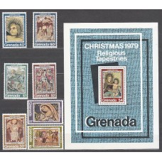 Grenada - Correo 1979 Yvert 883/9+H.83 ** Mnh Navidad tapicerias