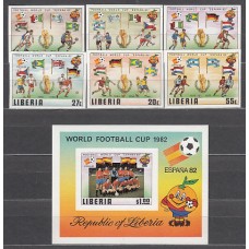 Liberia - Correo 1981 Yvert 886/91+H.95 sin dentar ** Mnh  Deportes fútbol