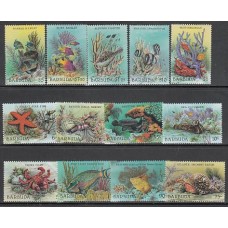 Barbuda - Correo Yvert 893/905 ** Mnh Fauna marina