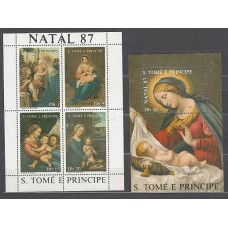Santo Tomas y Principe - Correo Yvert 894/7+Hb 55 ** Mnh   Navidad. Pinturas
