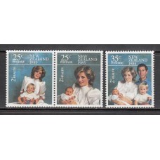 Nueva Zelanda - Correo 1985 Yvert 903/5 ** Mnh Personaje. Lady Diana