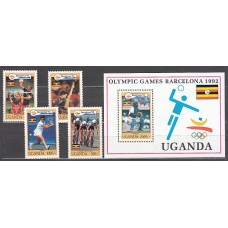 Uganda - Correo Yvert 904/7+H 158 ** Mnh  Olimpiadas de Barcelona