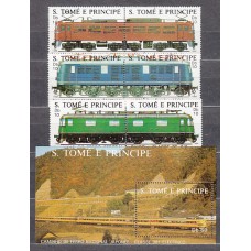 Santo Tomas y Principe - Correo Yvert 909/14+Hb 59 ** Mnh   Trenes