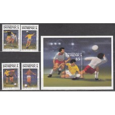 Dominica - Correo 1986 Yvert 918/21+Hb 113 ** Mnh Deportes fútbol