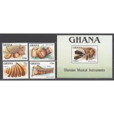 Ghana - Correo 1987 Yvert 936/9+H.128 ** Mnh  Instrumentos de música