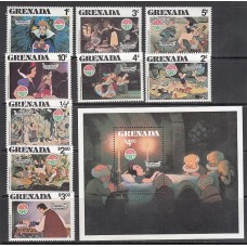 Grenada - Correo 1980 Yvert 950/8+H.89 ** Mnh Walt Disney