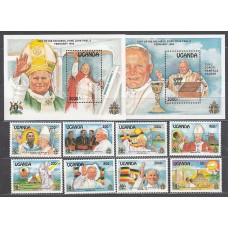 Uganda - Correo Yvert 965/72+H 172/3 ** Mnh  Juan Pablo II