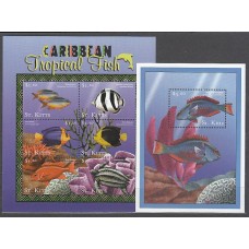 San Cristobal - Correo Yvert 971/6+H.35 ** Mnh Fauna peces