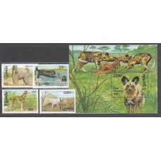 Uganda - Correo Yvert 981/4+H 175 ** Mnh  Fauna perros
