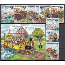 Dominica - Correo 1987 Yvert 987/90+Hb 123 ** Mnh Walt Disney