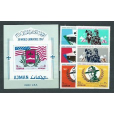 Arabia Sud Este (Ajman) - Correo Yvert 79+A,20+Hoja ** Mnh Scoutismo
