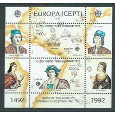 Tema Europa 1992 Chipre Turco Yvert Hoja 10 ** Mnh