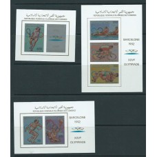 Comores - Correo 1988 Yvert 464/7+A 251/2 3 hojitas ** Mnh Fondo plateado sin dentar