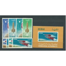 Arabia Sud Este (Dubai) - Yvert Aereo 40/47+Hoj.17 ** Mnh Astro