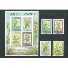 Gabon - Correo Yvert 632/5+Hb 54 ** Mnh  Flora