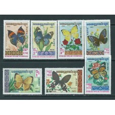 Kampuchea - Correo Yvert 369/75 ** Mnh  Fauna Mariposas