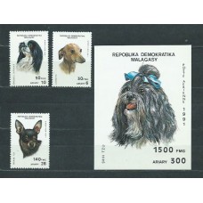 Madagascar - Correo 1991 Yvert 1014/6+H.70 ** Mnh  Fauna perros