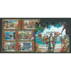 Madagascar - Correo 1987 Yvert 819/24+Hb 40 Sin dentar ** Mnh Descubrimiento de América