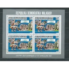 Madagascar - Correo 1987 Yvert 825/8+A 196/7 hojitas en bloque de cuatro ** Mnh  Olimpiadas de Barcelona